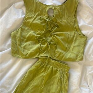 Green Crop Top and Shorts Set